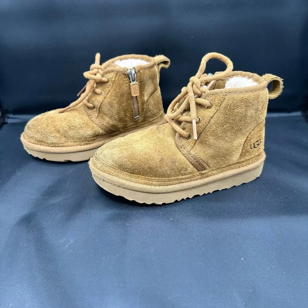 UGG Childrens Brown Chestnut Boots Size 11 US Zipper and Tie